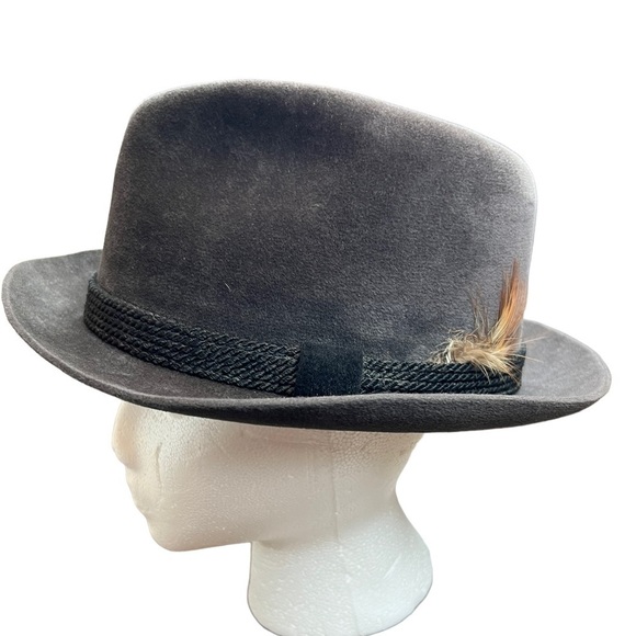 RESISTOL SELF CONFORMING 7 1/8 Brown felt Feather and Corded Brim Vintage Hunter - Picture 2 of 11